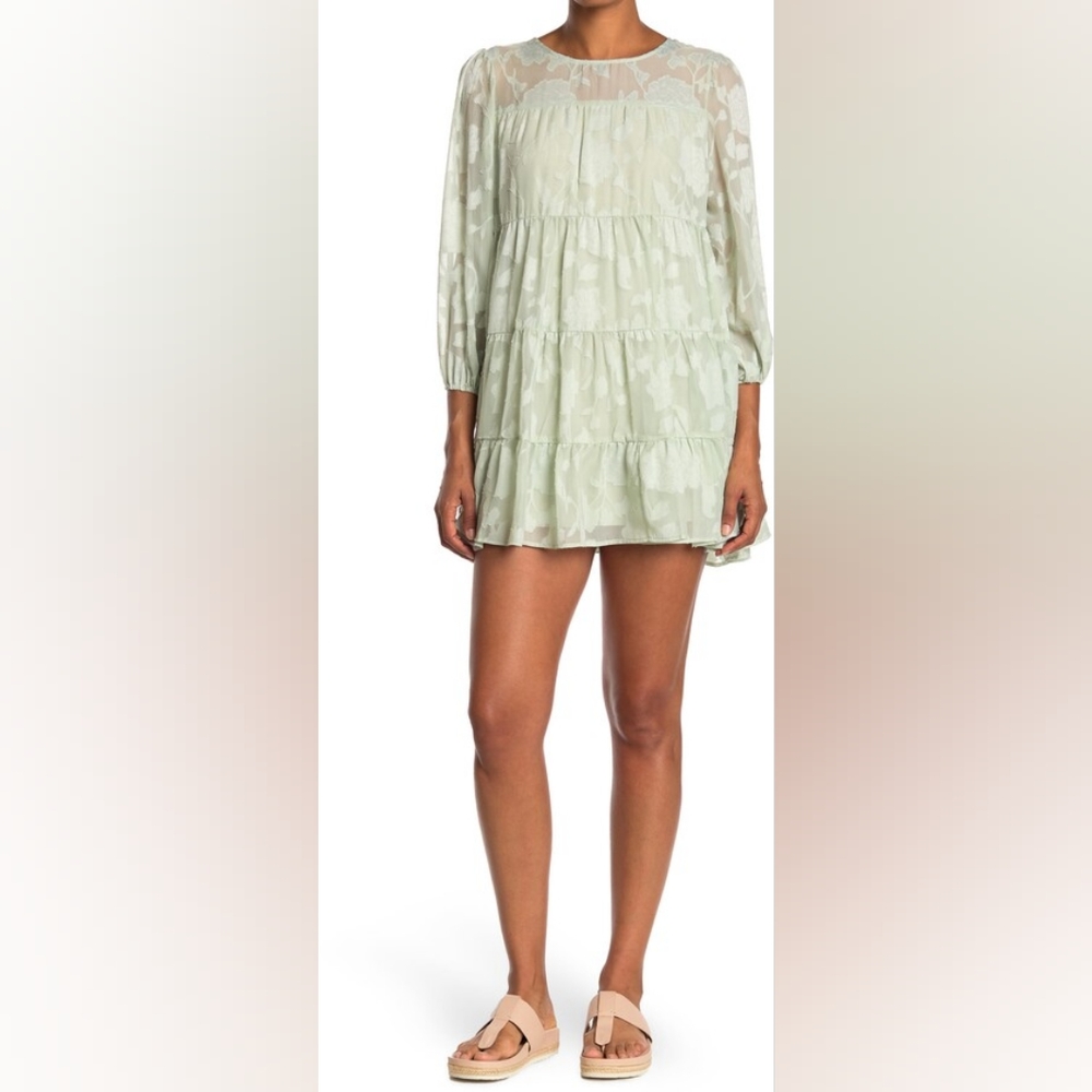 TOV embroidered mini dress green spring balsam 40